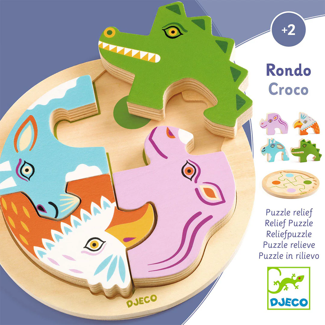 djeco houten puzzel rondo croco - 4st - Image 4
