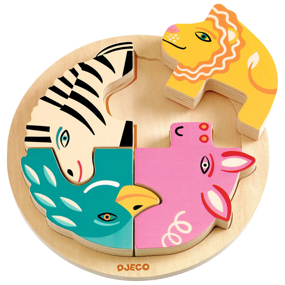 djeco houten puzzel rondo leo - 4st - Image 3