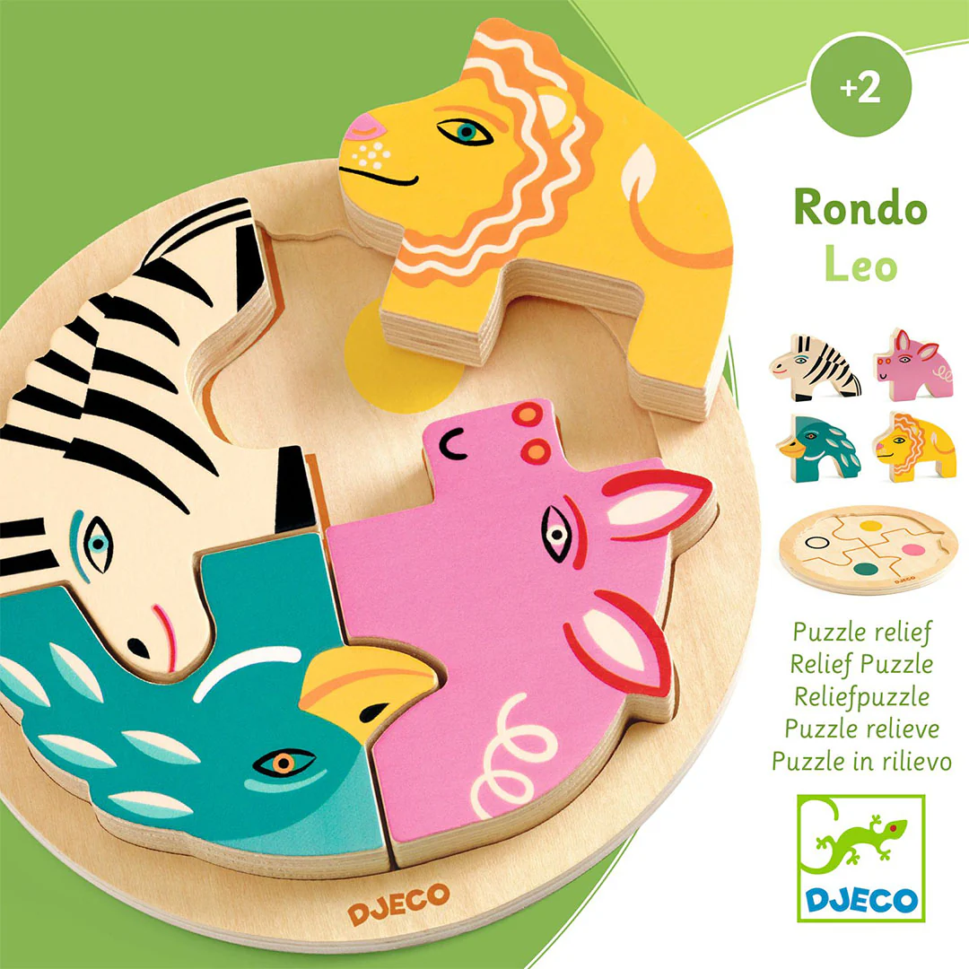 djeco houten puzzel rondo leo - 4st - Image 4