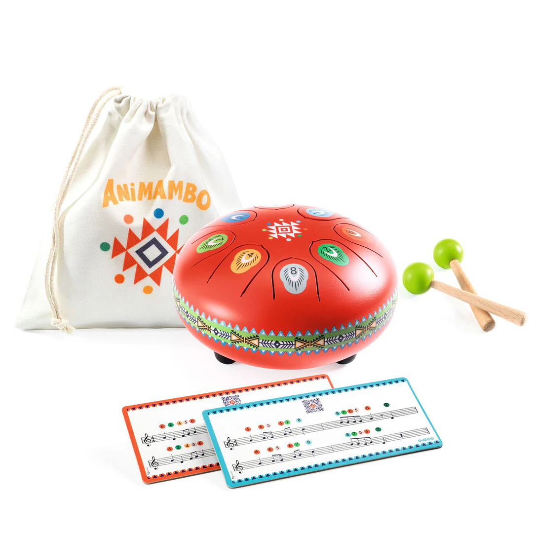 djeco tongtrommel animambo - rood - Ø15 cm - Image 4