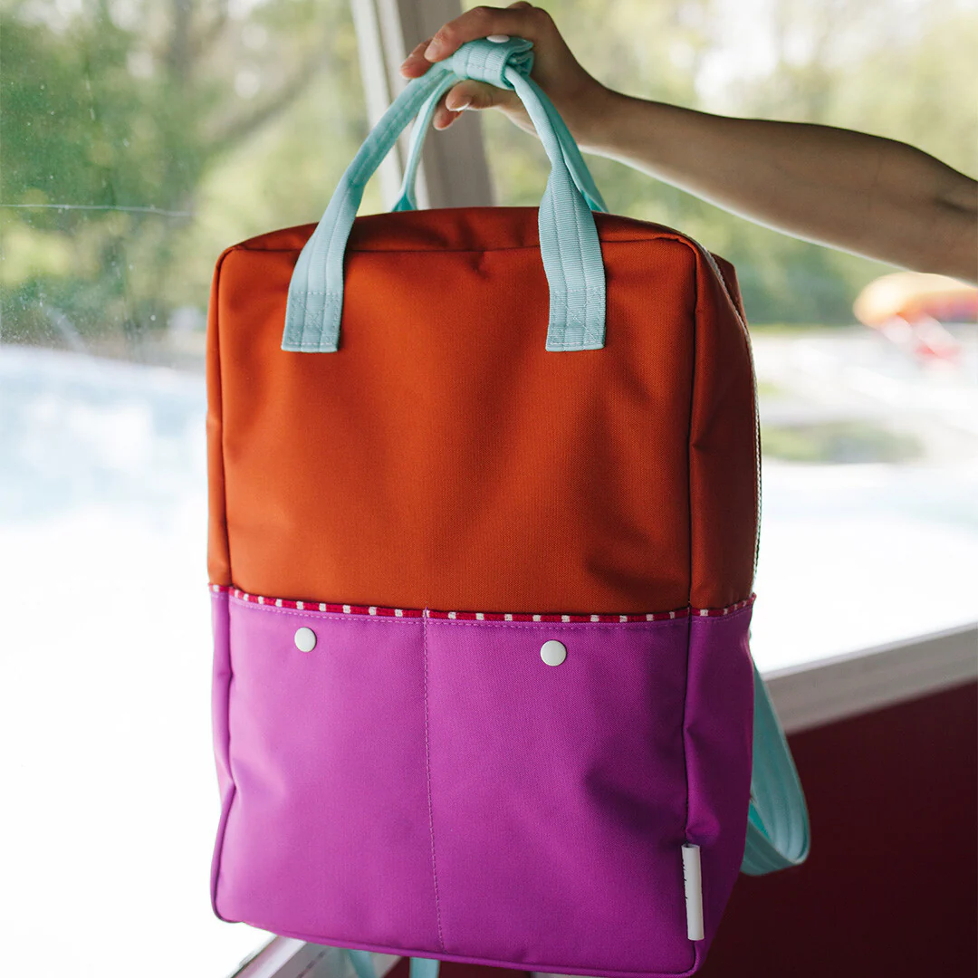 sticky lemon rugzak colourblocking - gravel orange - rosette pink - 38 cm - Image 3